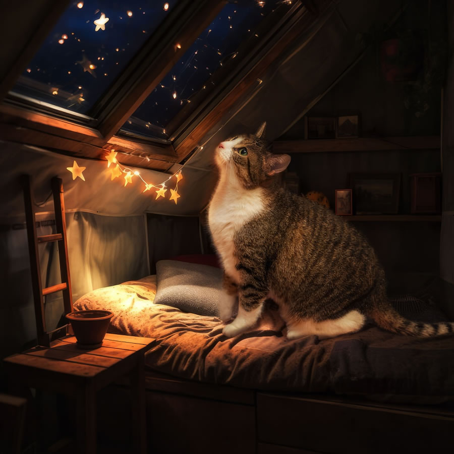 Adoptable Cats Living In Their Dream Houses by Kitty Schaub