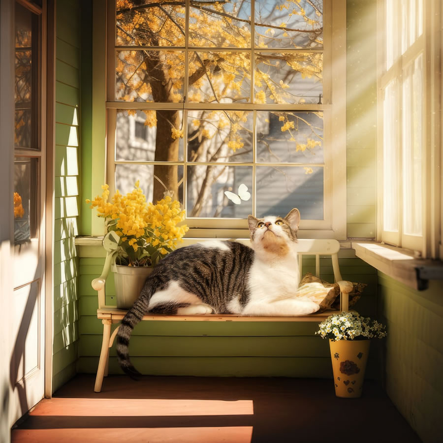 Adoptable Cats Living In Their Dream Houses by Kitty Schaub