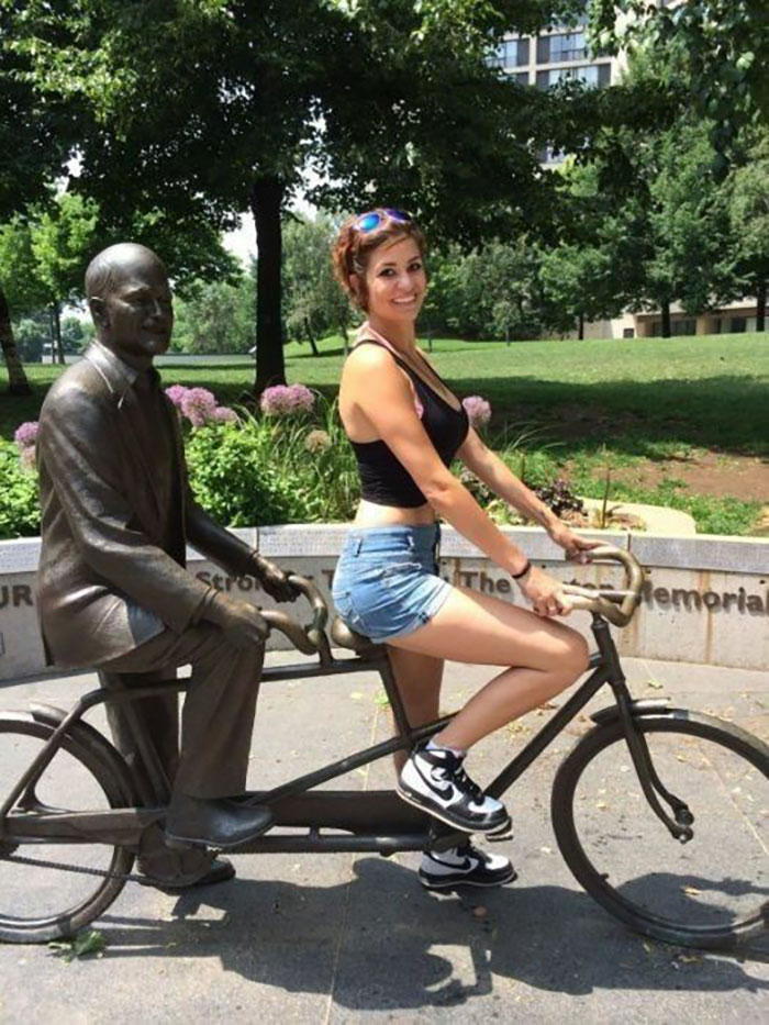 Funny People Posing With Statues