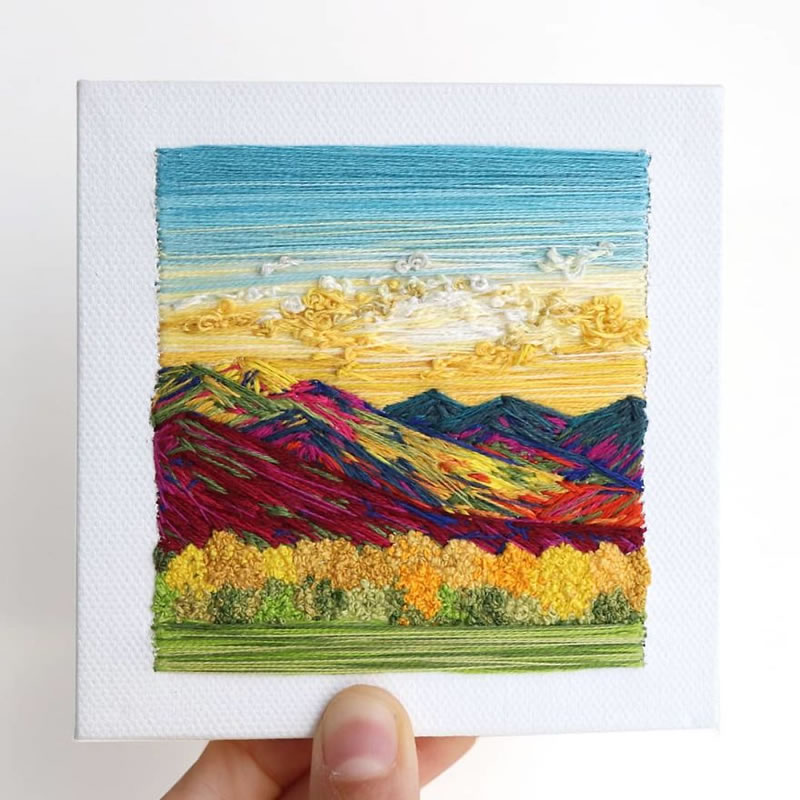 Embroidery Art Of Landscapes by Artist Carolina