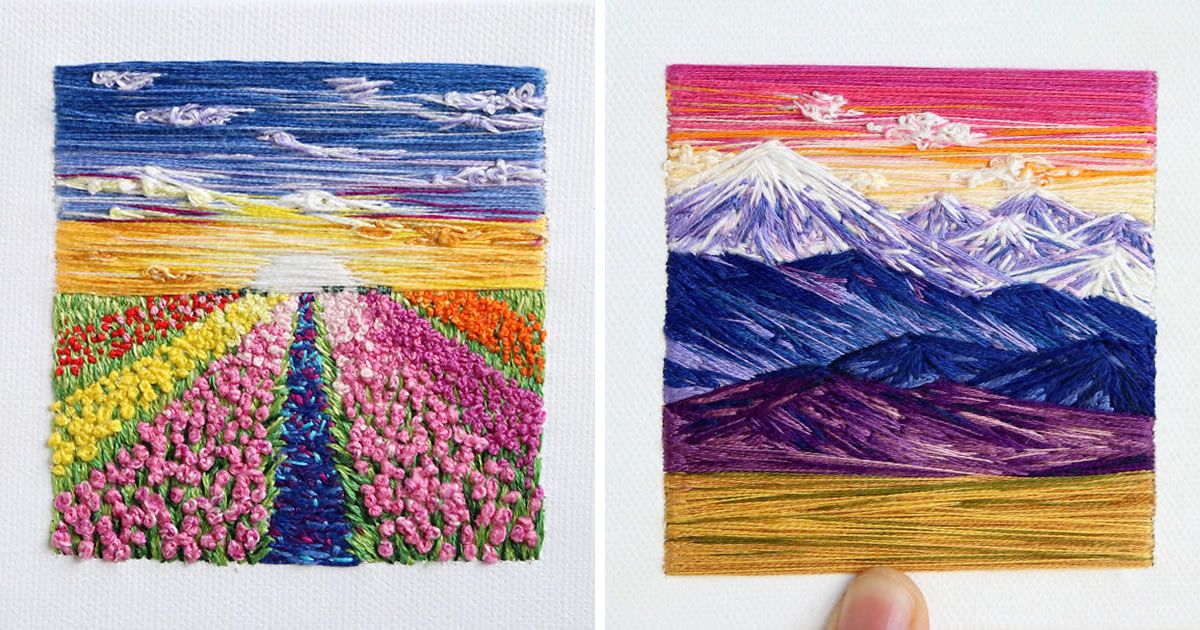 Artist Carolina Torres Creates Beautiful Landscapes Using Needle And Thread