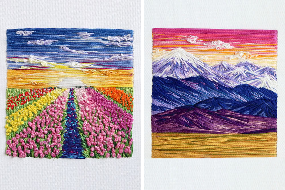 Embroidery Art Of Landscapes by Artist Carolina