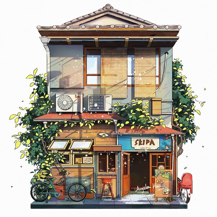 Japanese Houses Illustrations By Angela Hao