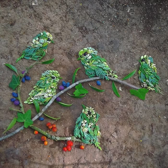 Bird Portraits Using Leaves And Flowers By Hannah Bullen-Ryner 