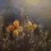 Golden flower glowing in dreamy macro garden light