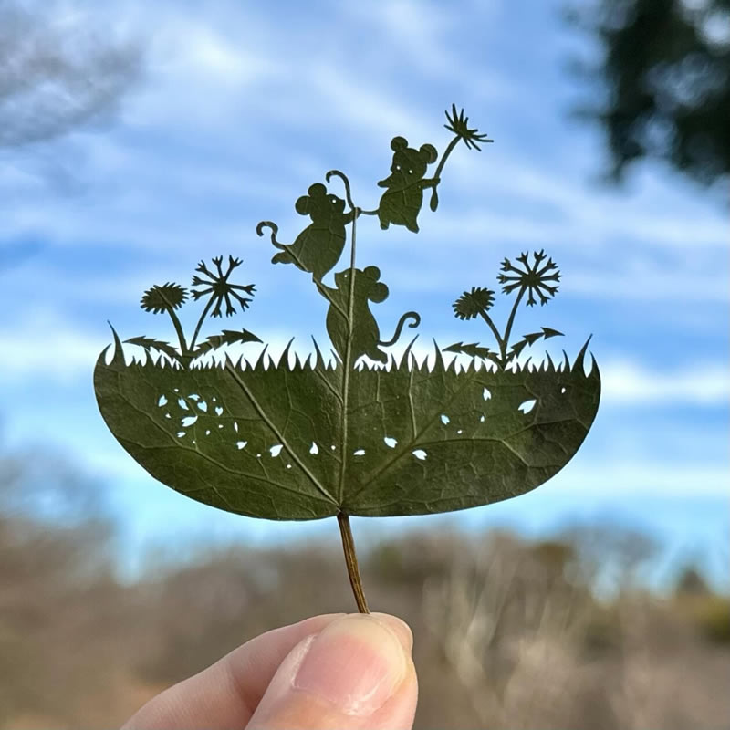 Delicate Scenes On Leaves By Lito