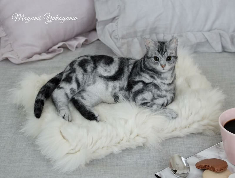 Realistic Cats With Felt Wool By Mayumi Yamamoto