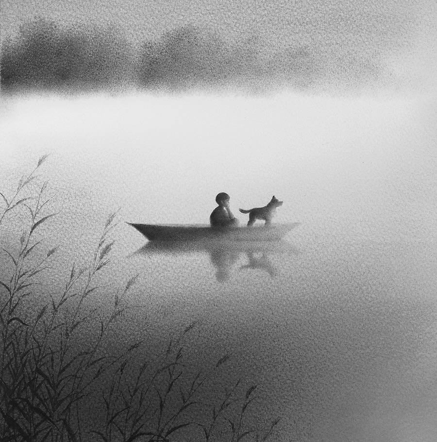 Black And White Water Color Paintings By Elicia Edijanto