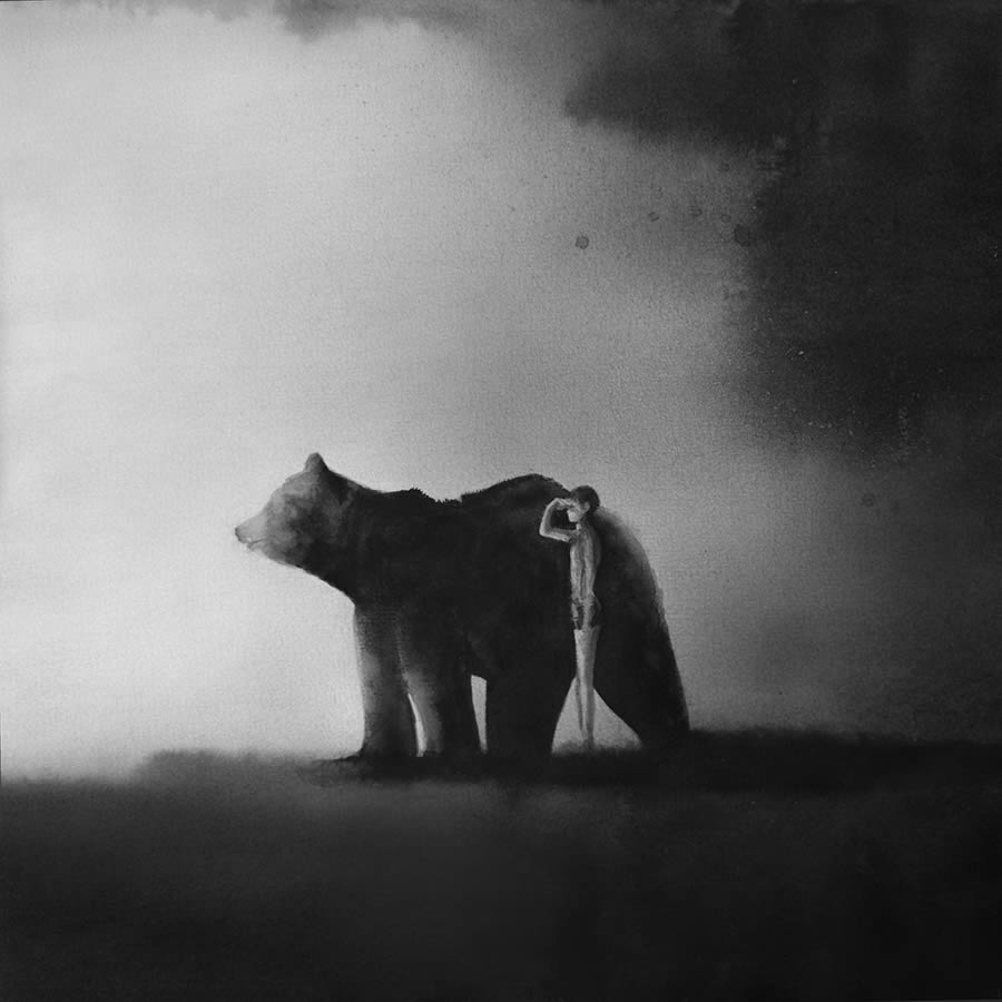 Black And White Water Color Paintings By Elicia Edijanto