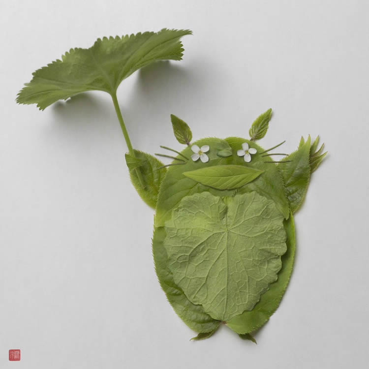 Portraits With Flowers And Leaves By Raku Inoue