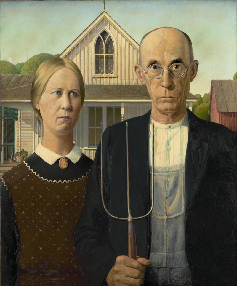 American Gothic by Grant Wood - Famous Paintings In The World By Legendary Artists