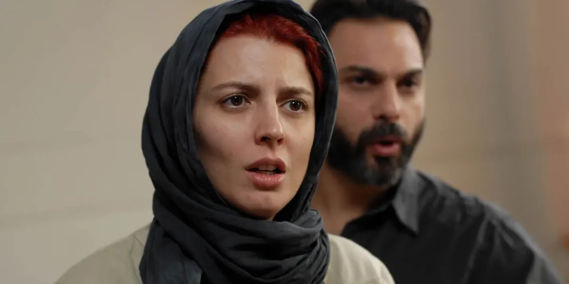 Tense scene from an Iranian film with two characters mid-argument