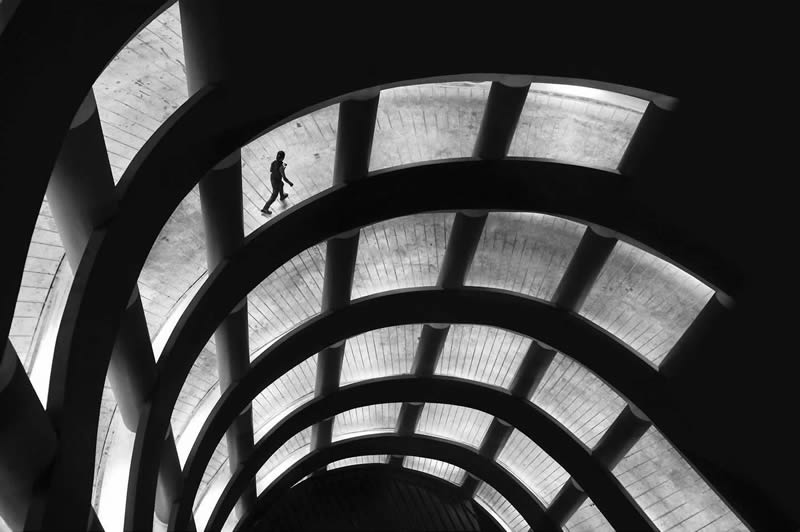 Light and Geometric Patterns in Black and White Street Photography by Nugroho Irianto