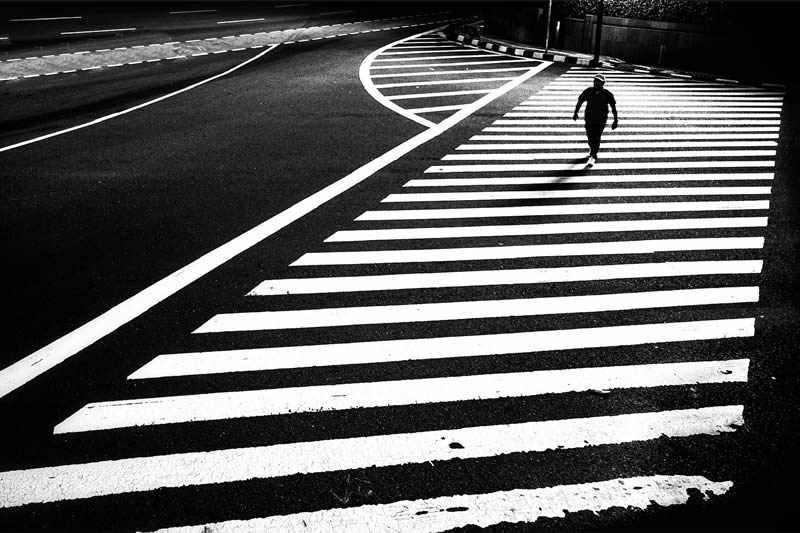 Light and Geometric Patterns in Black and White Street Photography by Nugroho Irianto