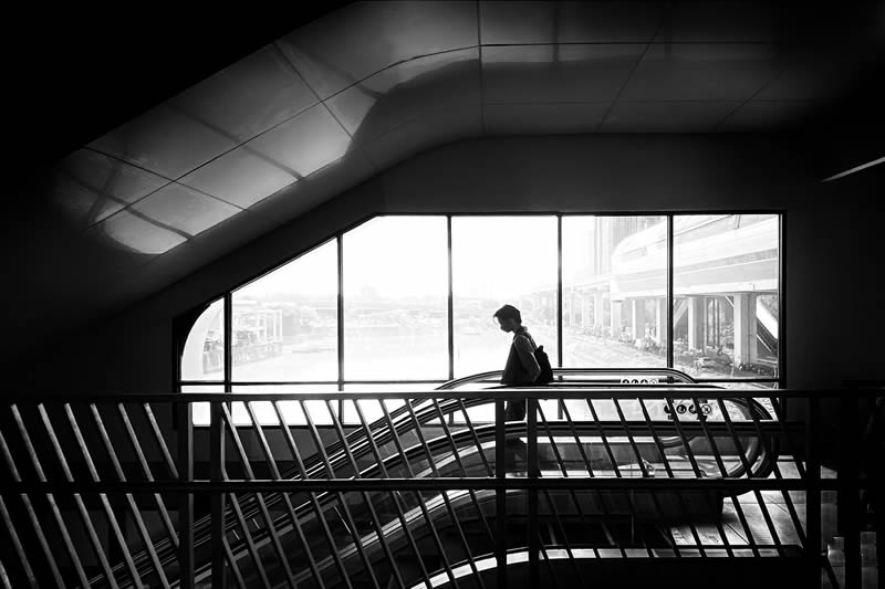 Light and Geometric Patterns in Black and White Street Photography by Nugroho Irianto