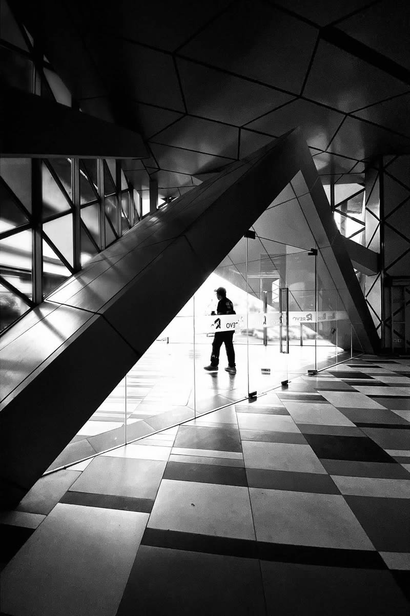 Light and Geometric Patterns in Black and White Street Photography by Nugroho Irianto