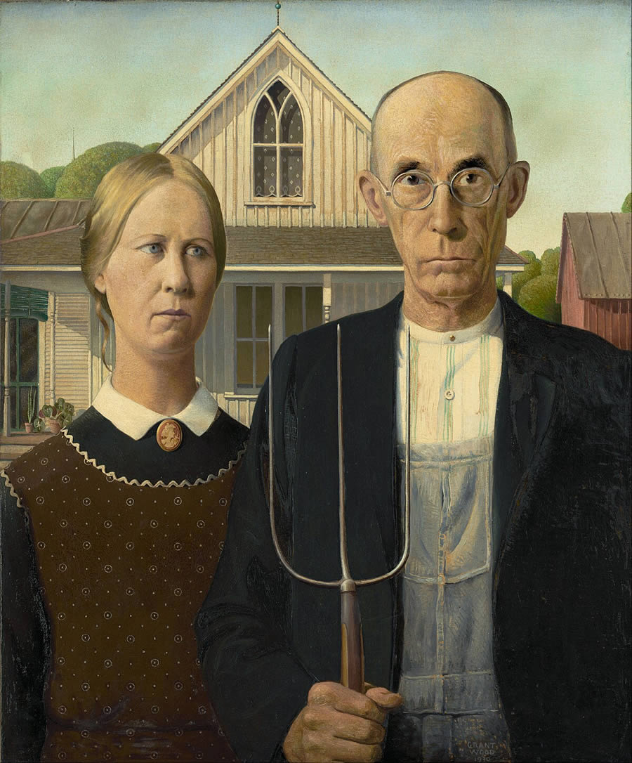 American Gothic by Grant Wood - Iconic Paintings That Reveal Hidden Meanings and Secrets