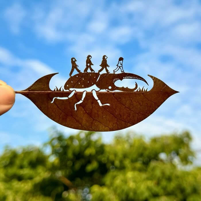 Japanese Artist Lito Creates Exquisite Hand Carved Leaf Art