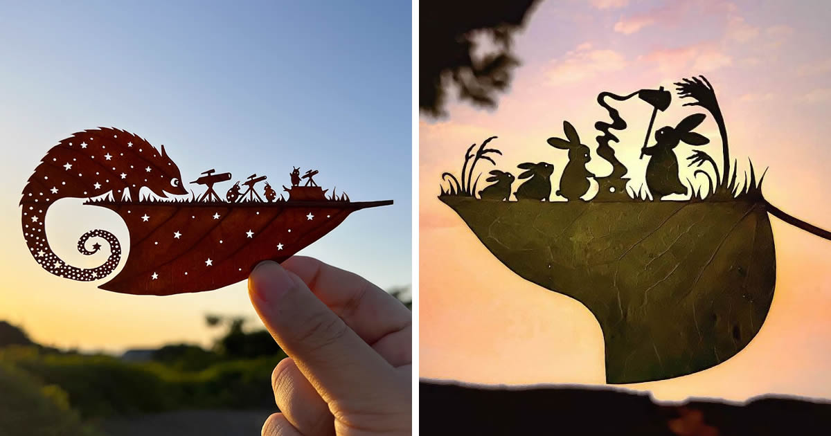 Japanese Artist Lito Creates Exquisite Hand-Carved Leaf Art