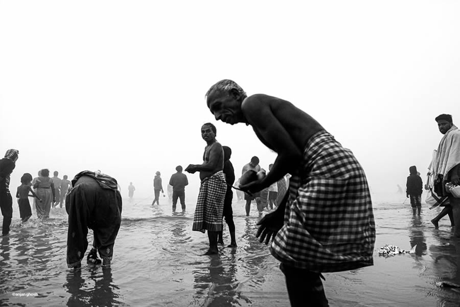 Ganges River Makar Sankranti by Anjan Ghosh