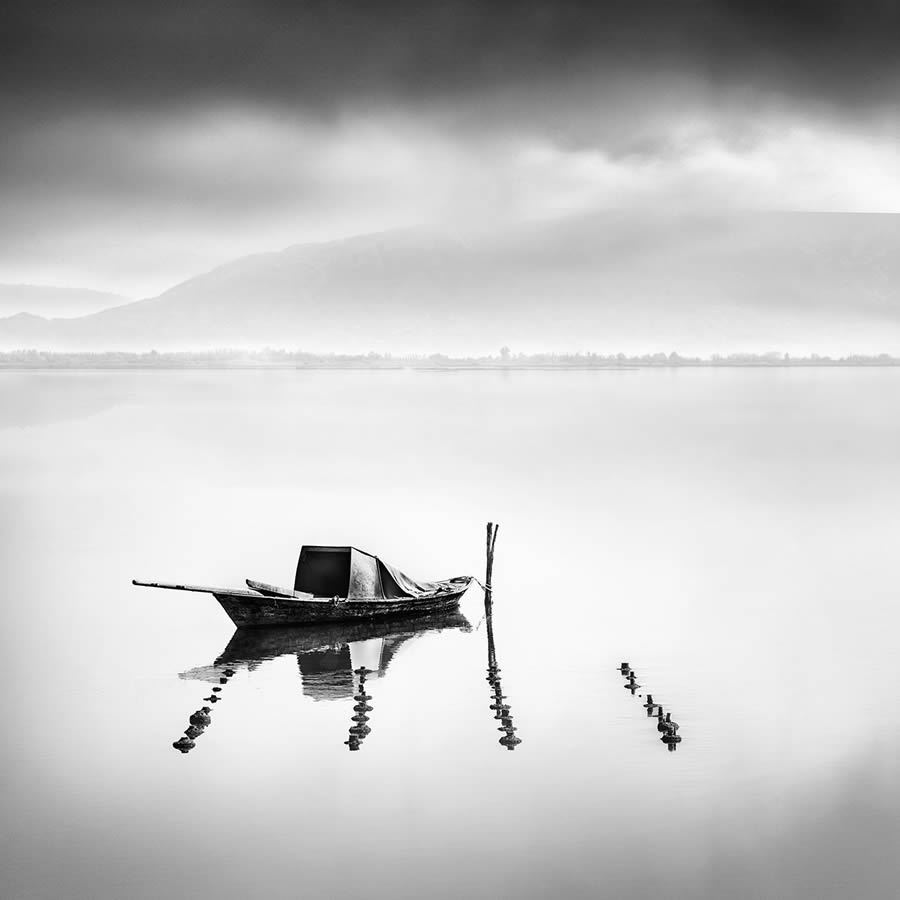 Mesolongi Lagoon Black and White Landscapes by George Digalakis