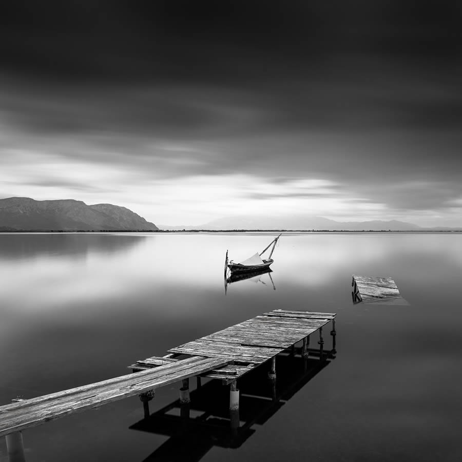 Mesolongi Lagoon Black and White Landscapes by George Digalakis