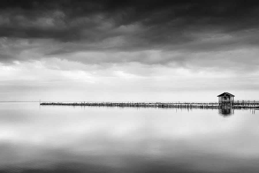 Mesolongi Lagoon Black and White Landscapes by George Digalakis