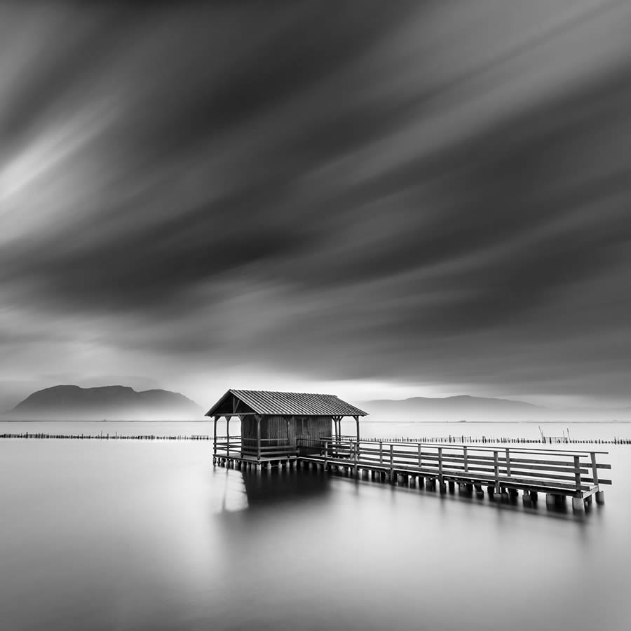 Mesolongi Lagoon Black and White Landscapes by George Digalakis