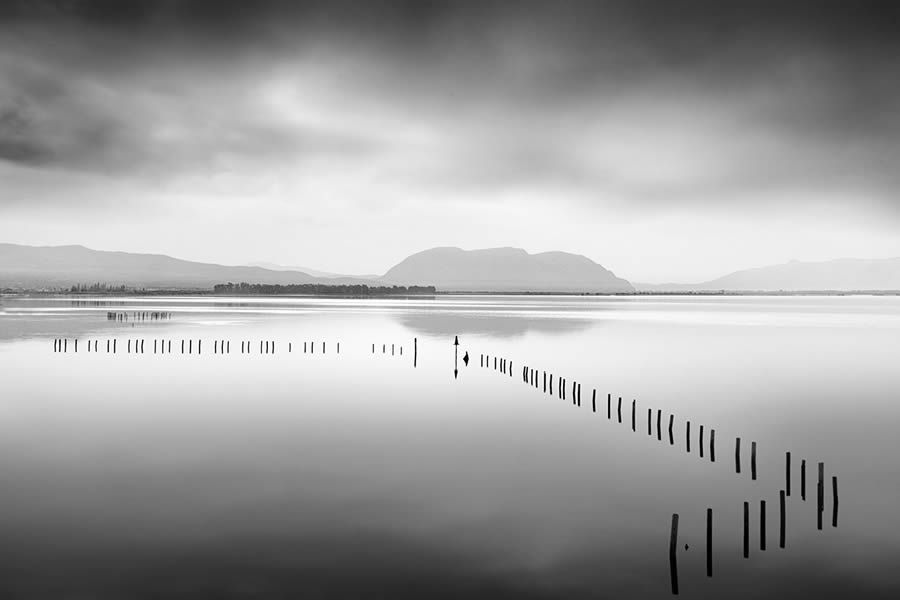 Mesolongi Lagoon Black and White Landscapes by George Digalakis