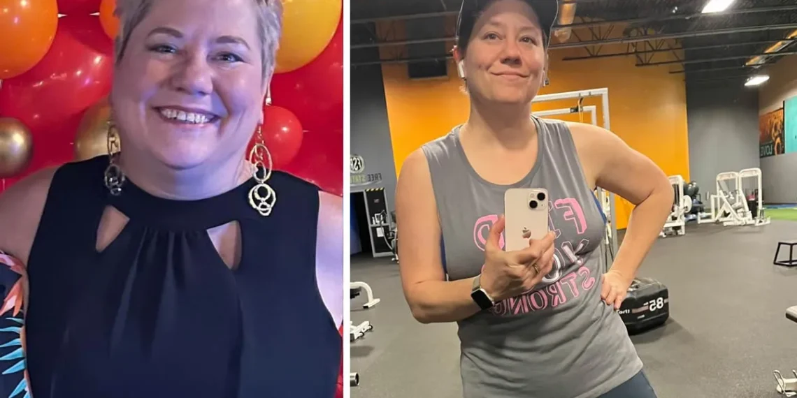 A woman's before and after weight loss transformation photos