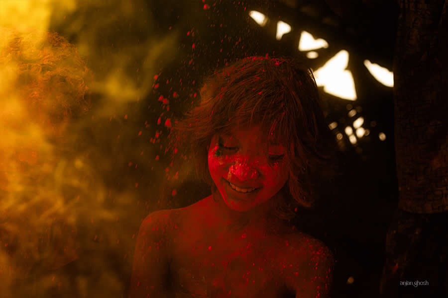 Joy of Children Celebrating Holi in a Rural Bengal Village