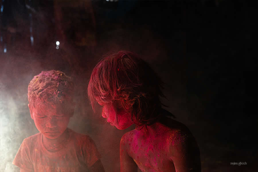 Joy of Children Celebrating Holi in a Rural Bengal Village