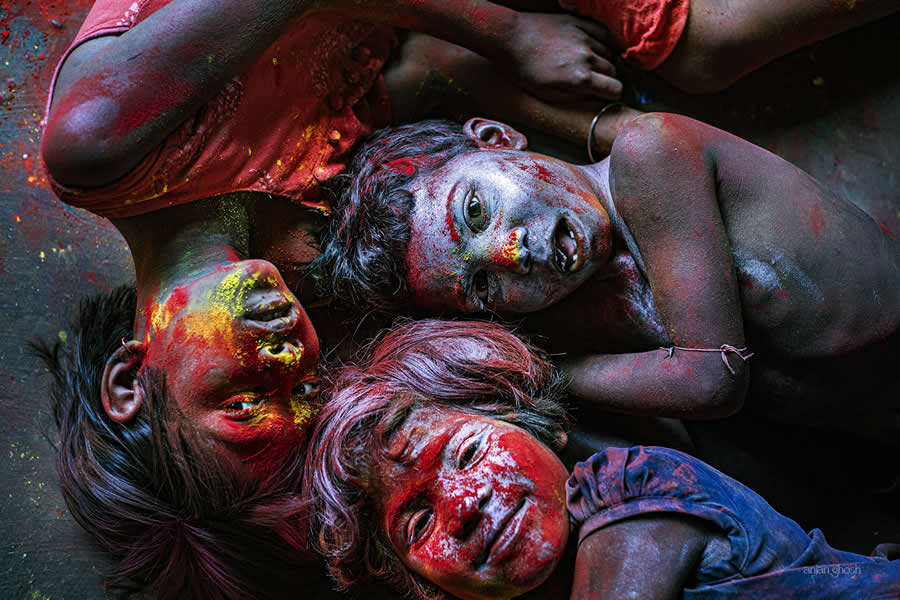 Joy of Children Celebrating Holi in a Rural Bengal Village