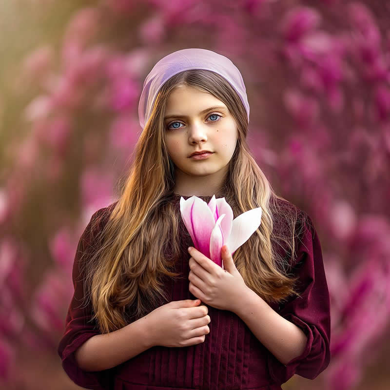 Photographer Roberta Baneviciene Captures Stunning Portraits of Girls Holding Flowers Gracefully