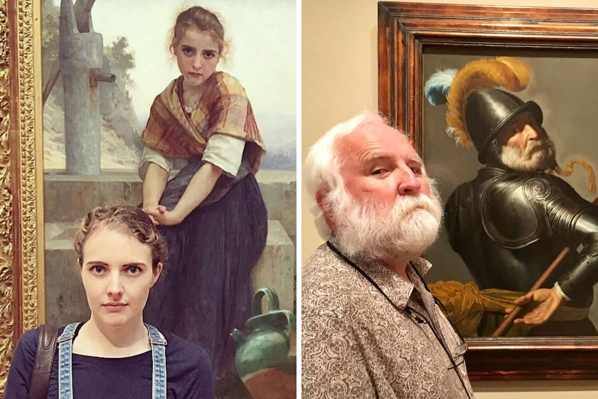 Museum Visitors Finding Their Doppelgangers in Artworks