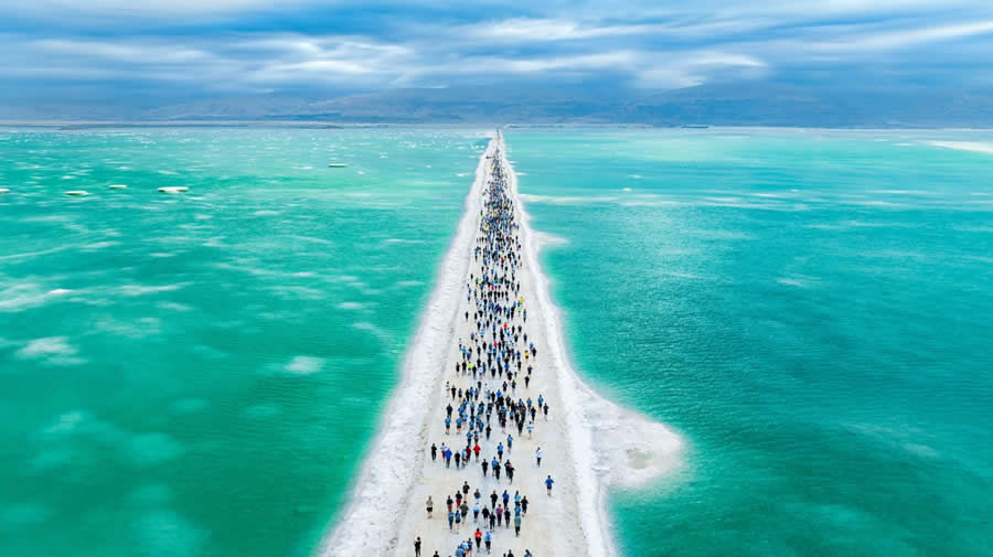 Running on Salt by Shimon Perlstein - Drone Photo Awards 2025 Winners