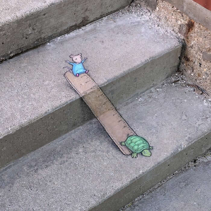 Magical Sidewalk Artworks by David Zinn That Bring Streets to Life