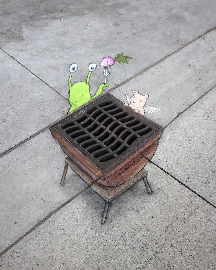 Magical Sidewalk Artworks by David Zinn That Bring Streets to Life