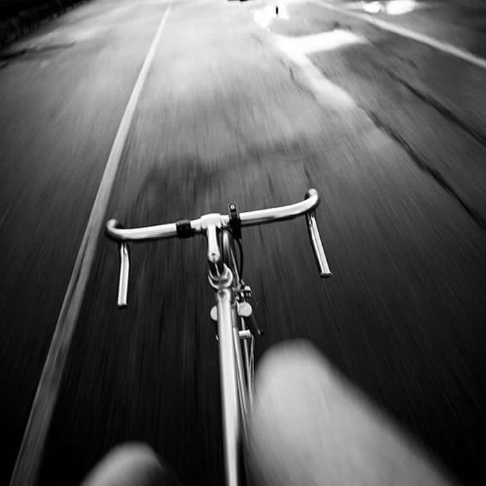 Peaceful morning bicycle ride - Black and White Bicycle Photos of Everyday Life