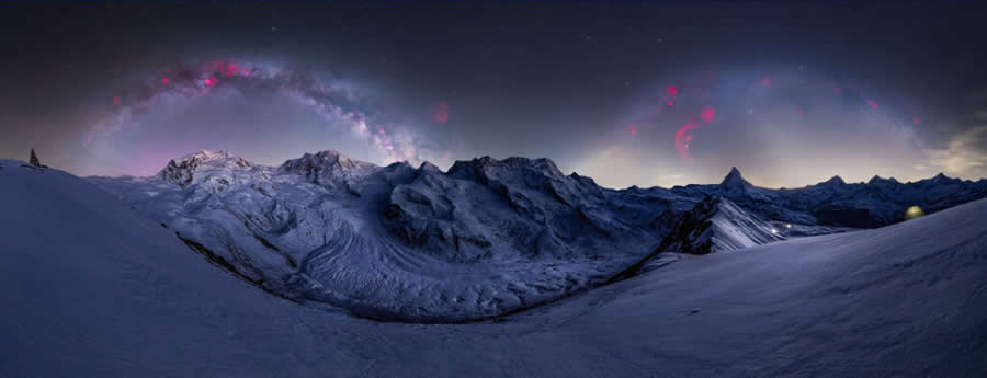 Milky Way Double Arch in Gornergrat, Zermatt, Switzerland by Nicolas Giroud, Switzerland - 2025 Epson International Pano Awards Landscape Winners