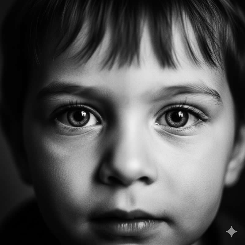 The Intense Close-up - Gemini AI Prompts for Creating Black and White Portraits