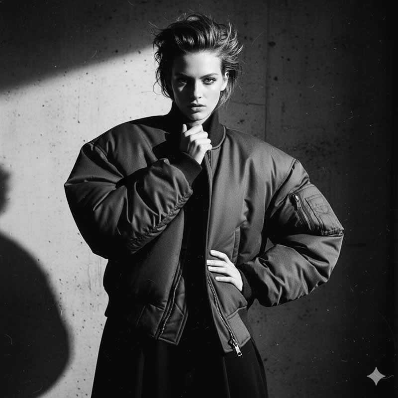 Fashion Editorial Grain - Gemini AI Prompts for Creating Black and White Portraits