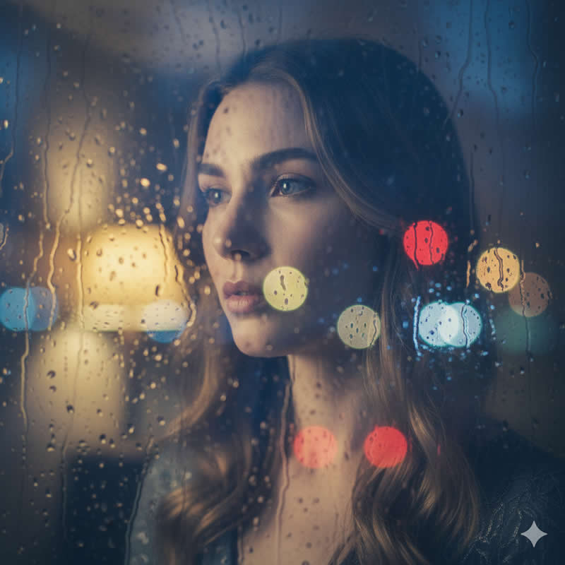 Rainy Window Reflection - Google Gemini AI Prompts That Deliver a Hollywood Cinematic Portrait