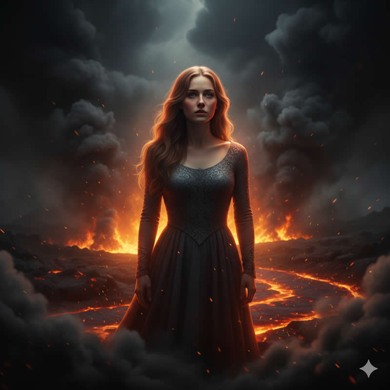 Volcanic Fire and Ash - Google Gemini AI Prompts That Deliver a Hollywood Cinematic Portrait