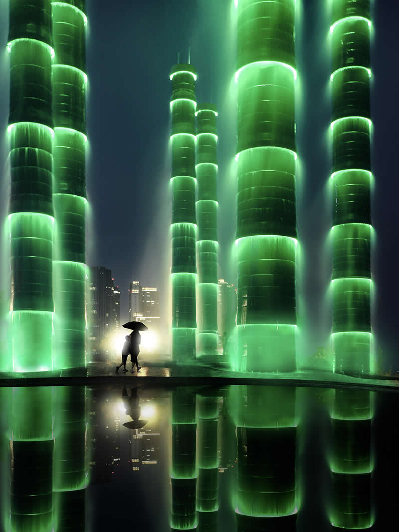 Green Light Water Column by Kunhua Chen - Mobile Photography Awards Winners