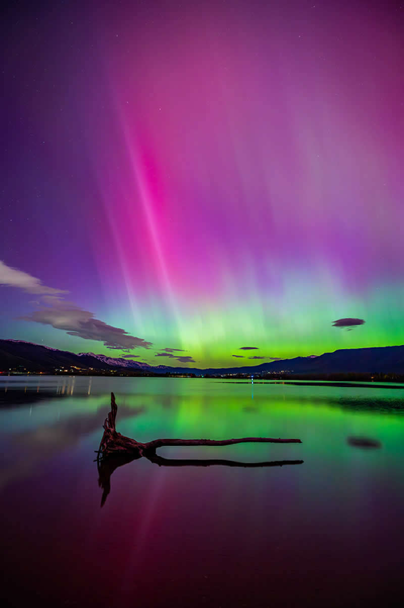 Aurora Borealis over Pineview Reservoir by Brian Clopp, USA - Nature Best Photography Backyard Winners