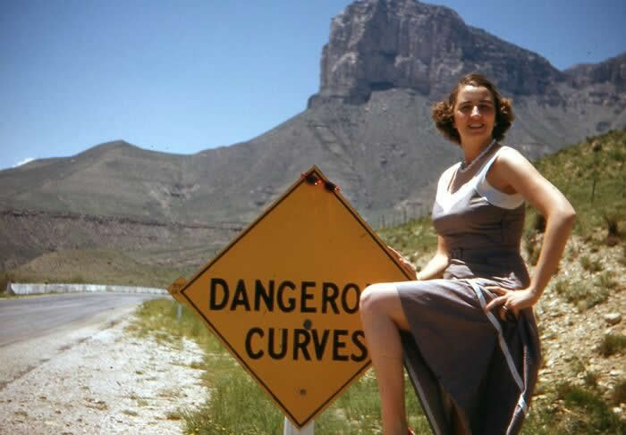 My Grandmother Nancy On Her Honeymoon Near Capitan, NM. Taken By My Grandfather On A Kodak Kodachrome, 1949 - Throwback Vacation Photos Goold Old Days