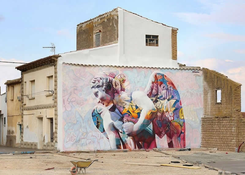 Wall in Grañén, Spain - Incredible Street Murals Around the World