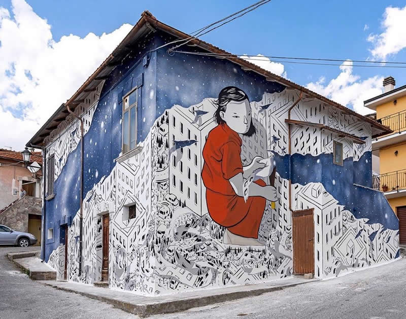 Wall in Borgo, Italy - Incredible Street Murals Around the World