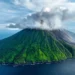 Aerial view of volcanic island